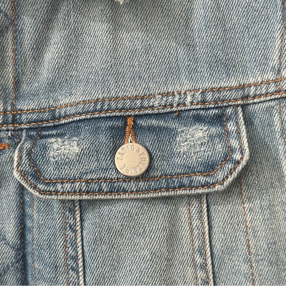 ZADIG & VOLTAIRE ‘LIFE IS GREAT’ STUDDED EMBROIDERED SKULL DENIM VEST, SIZE S - Picture 3 of 11